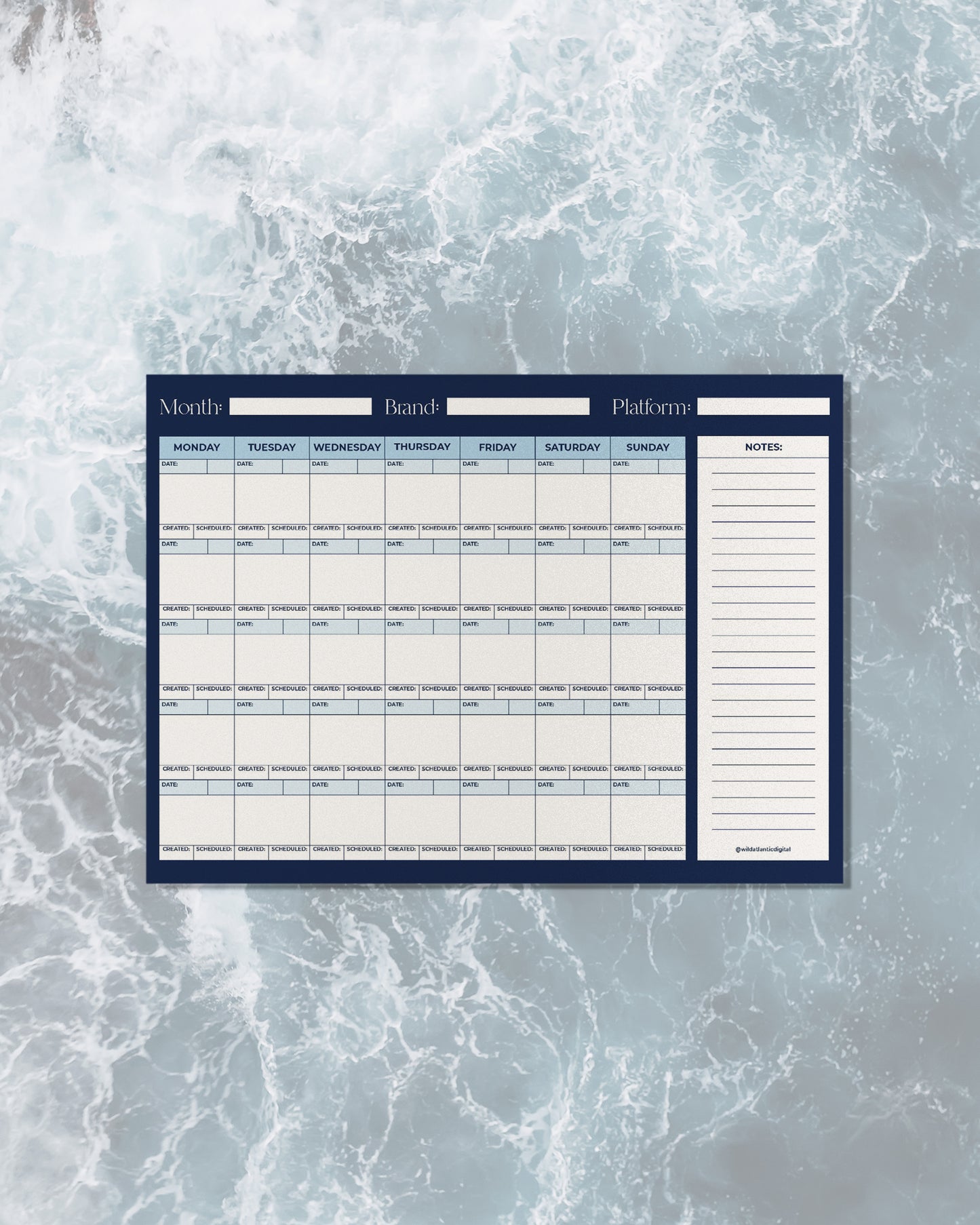 Monthly Social Media Desk Planner