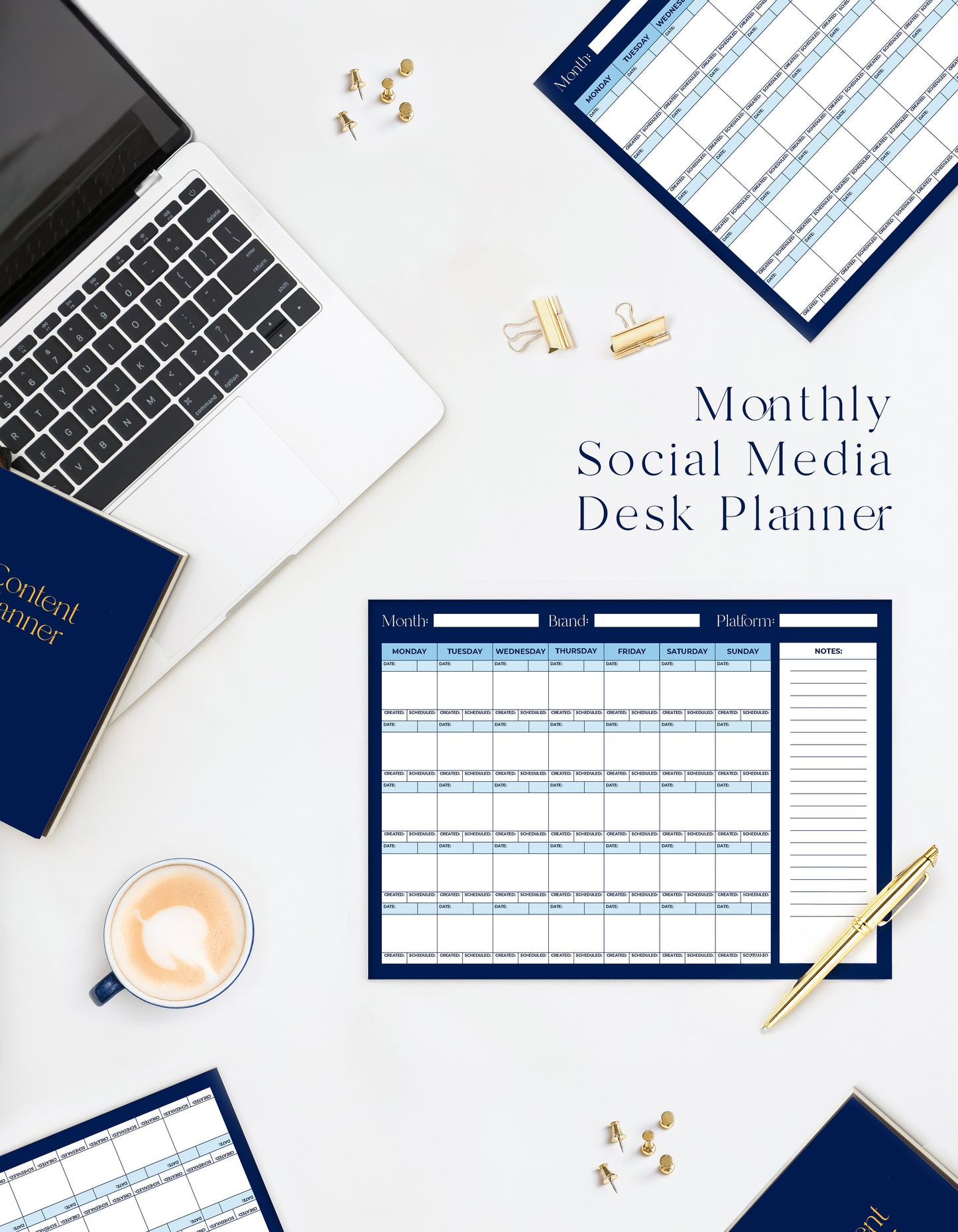Monthly Social Media Desk Planner